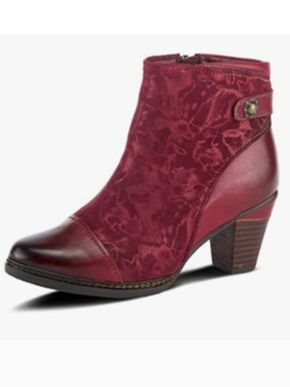 L'Artiste by Spring Step Women's So Cute Red Suede Ankle Boots New